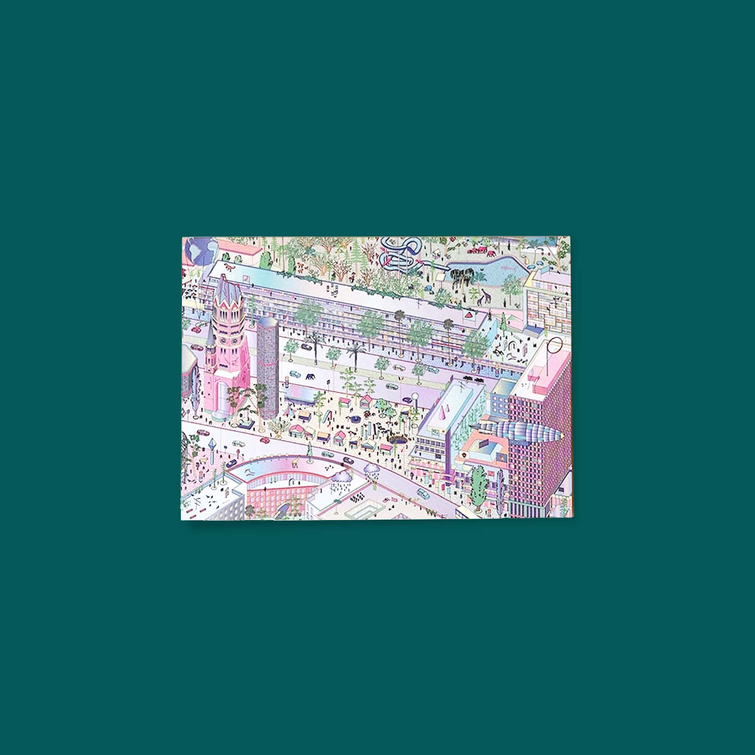 Illustrated Berlin postcard of Breitscheidplatz, part of unique Berlin postcards set