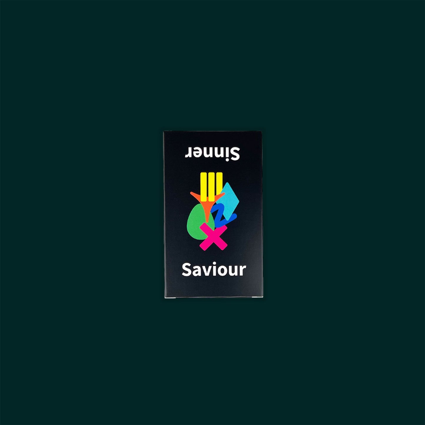 A boxed set of the educational game Sinner or Saviour sits on a light gray background.
