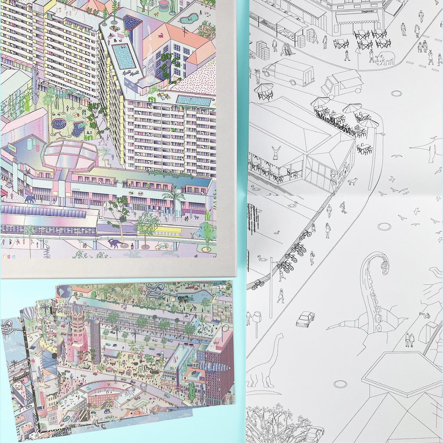 Close-up of Berlin gift set: 1000 piece puzzle, Berlin Malbuch für Erwachsene & Berlin postcard set