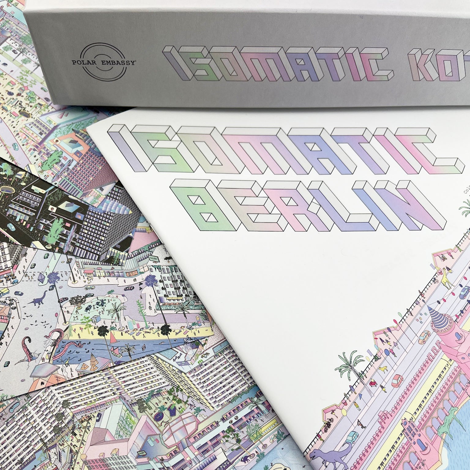Berlin puzzle 1000 pieces “Isomatic Kotti” with coloring book & postcards of Kreuzberg with dinosaurs