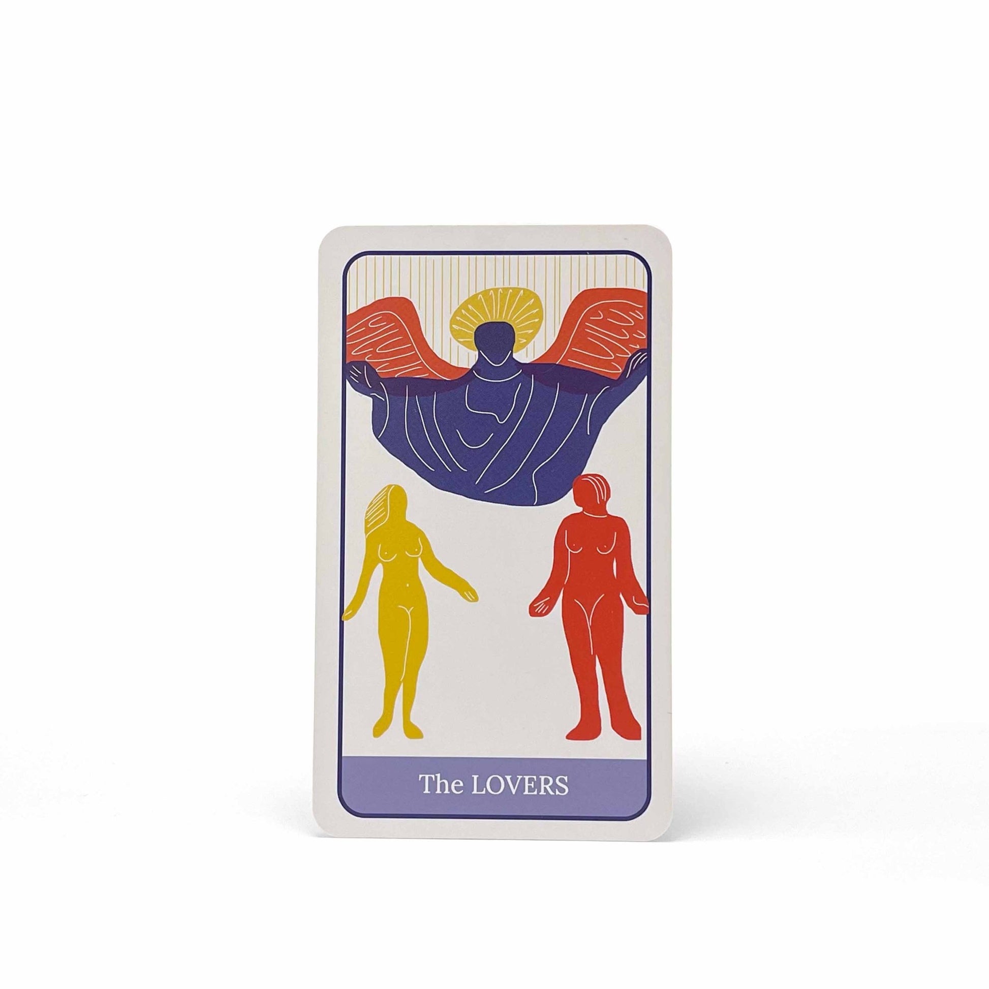 The Lovers card from the Club Tarot deck – queer-friendly tarot card with colorful art and emotional themes.
