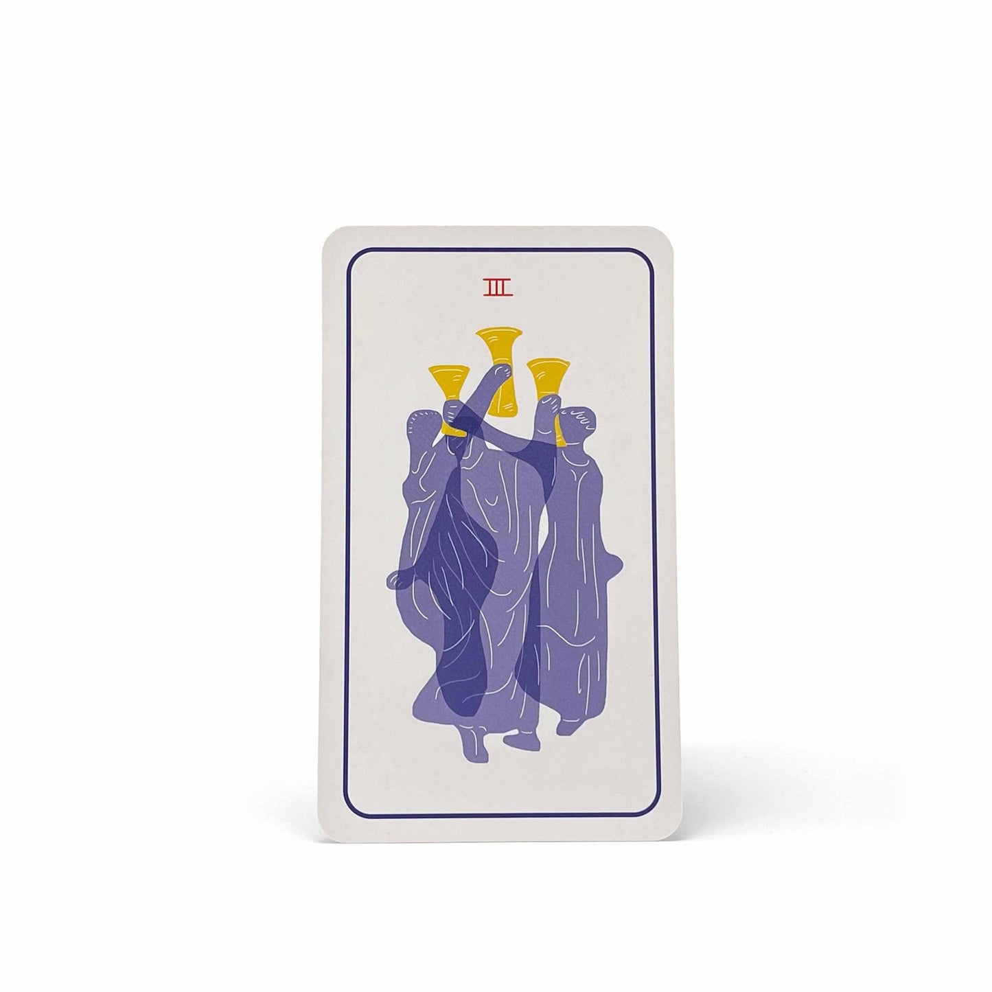 Three of Cups from the Club Tarot deck – a joyful tarot card celebrating friendship, success, and queer community.