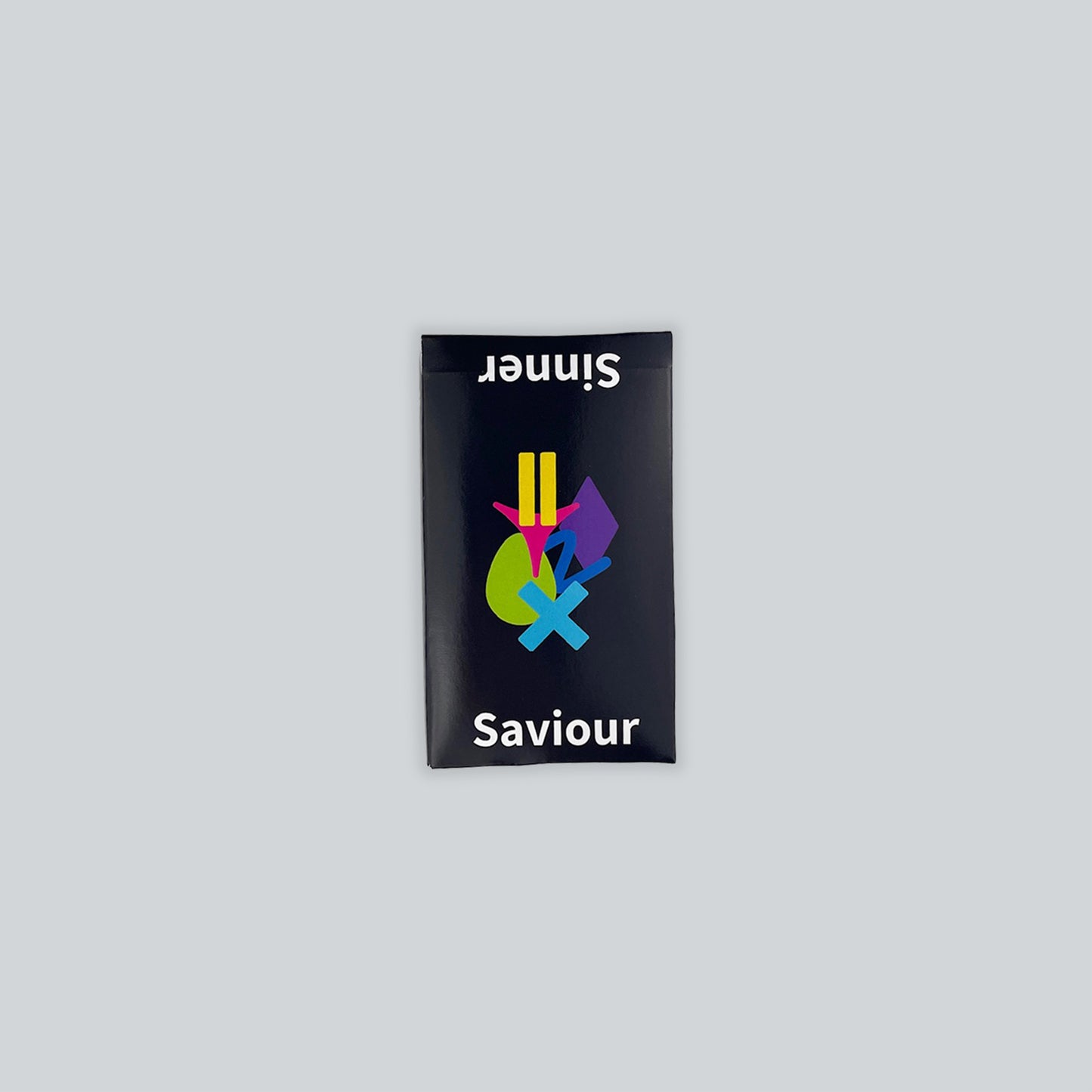 A boxed set of the educational game Sinner or Saviour sits on a light gray background.